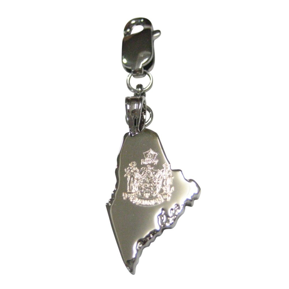Maine State Map Shape And Flag Zipper Pull Charm - image 1